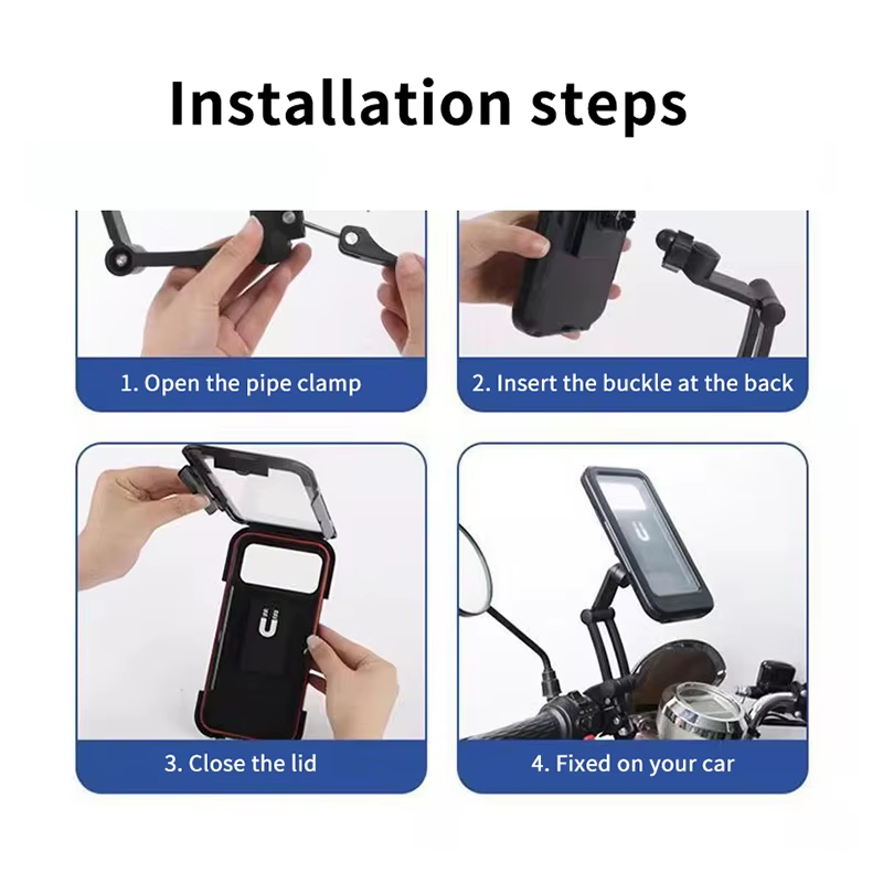 iLead Motorcycle Waterproof Phone Mount Case 360° Rotating Holder for Up to 6.9" Phones - Image 10