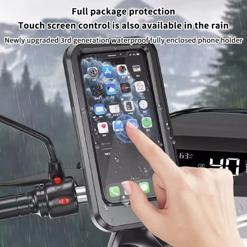 iLead Motorcycle Waterproof Phone Mount Case 360° Rotating Holder for Up to 6.9" Phones - Image 4