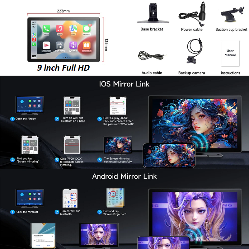 iLead 9 Inch Wireless Car Stereo with CarPlay & Android Auto WIFI Audio Player - Image 8