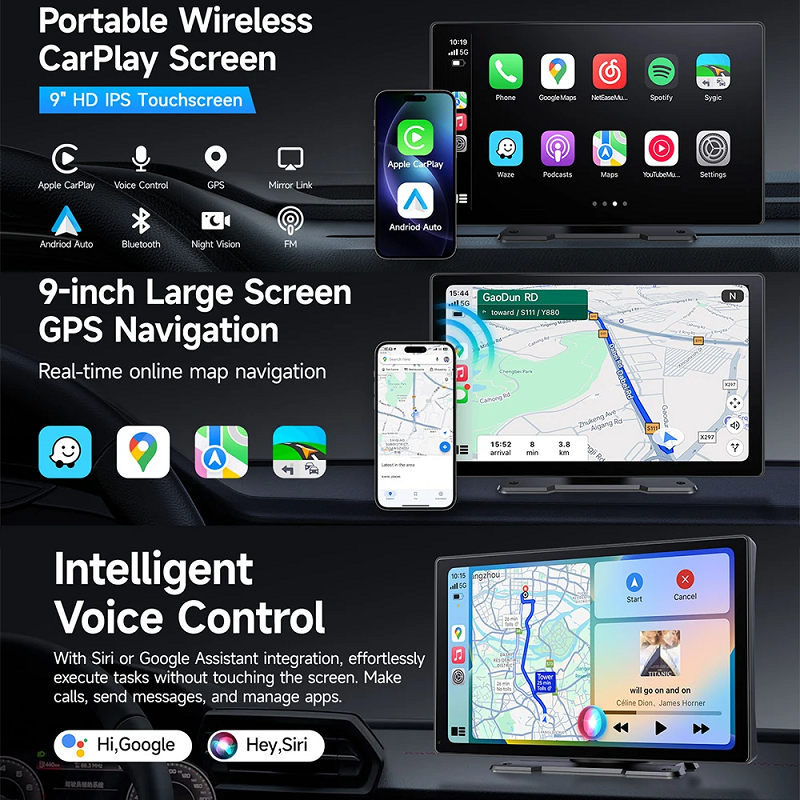 iLead 9 Inch Wireless Car Stereo with CarPlay & Android Auto WIFI Audio Player - Image 7