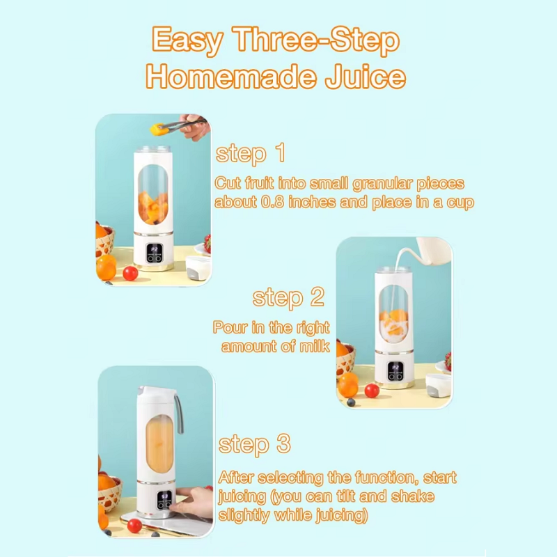 iLead Portable USB Rechargeable Juicer Blender Cup 450ml 8-Blade Smoothie Maker - Image 4