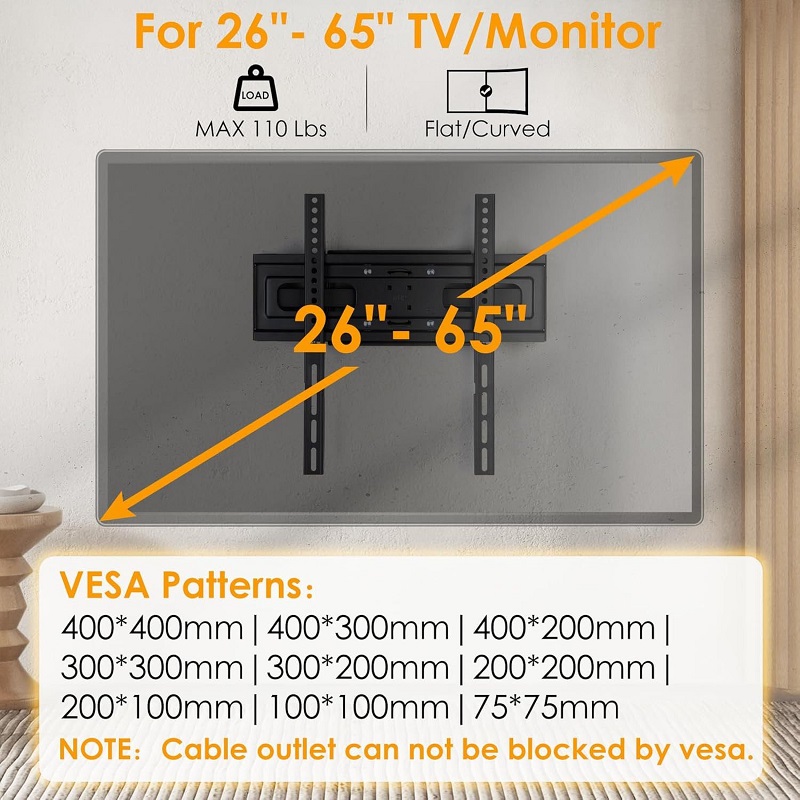 iLead Universal TV Wall Mount Bracket 26–65", VESA Patterns 400×400mm - Image 2