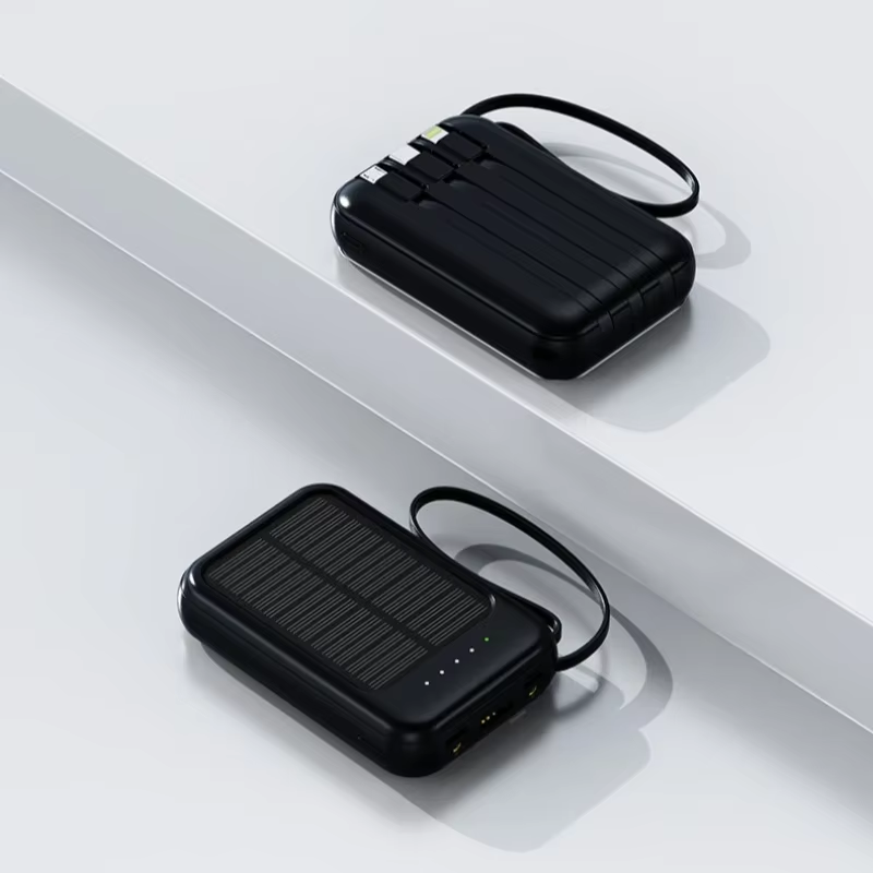 iLead 10,000mAh Solar Power Bank with Built-in Cable & LED Light – Portable Charger for Camping & Travel, Black - Image 8