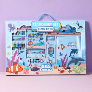 41-Piece Kids Stationery Set – Cartoon School Supplies Gift Box for Children Aged 6+, Sea World