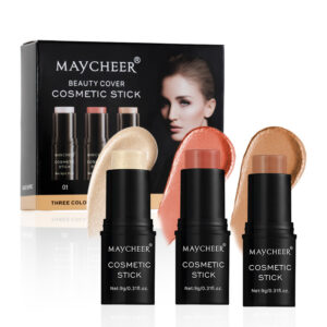 MAYCHEER 3-Piece Makeup Stick Set – Contour, Highlighter & Blush