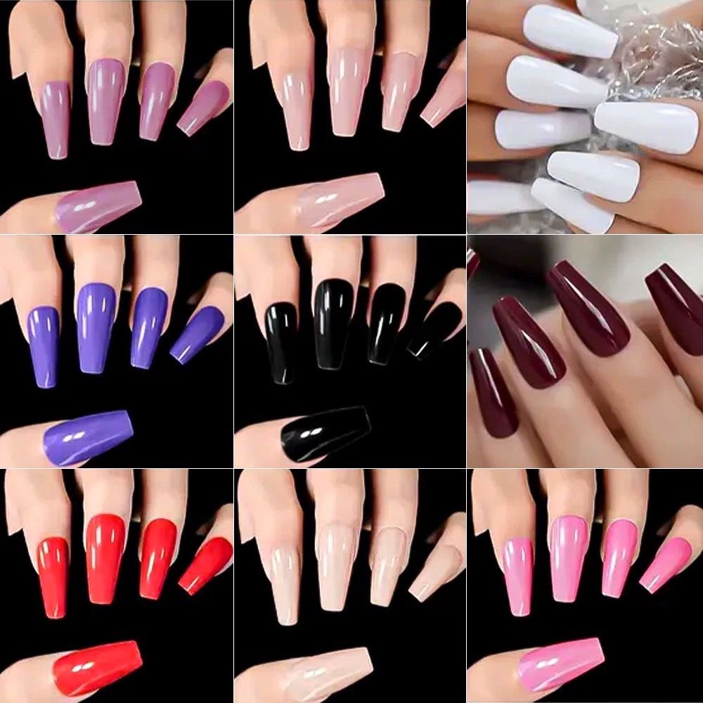 576PCS Long Coffin Press On Nails – 24 Colours Full Cover Acrylic False Nails - Image 2